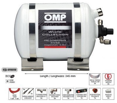 Omp Sistema de Extinción de Aluminio Eléctricamente Homologado CE0-FAL2-A01 2.8L Peso 4.3 kg Omp Sistema de Extinción de Aluminio Eléctricamente Homologado CE0-FAL2-A01 2.8L Peso 4.3 kg