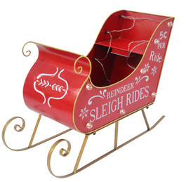 DKD Home Decor Trineo LED Metal Rojo y Dorado 59x23x42 cm