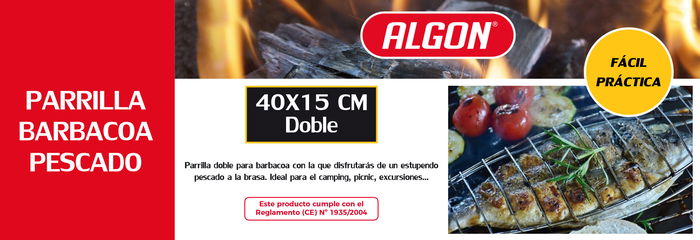 Algon BBQ Parrilla BBQ para Pescado Cr-Wood 67,6 cm Largo x 40 cm Ancho x 15 cm Alto, Ideal para Asados (12 Unidades)