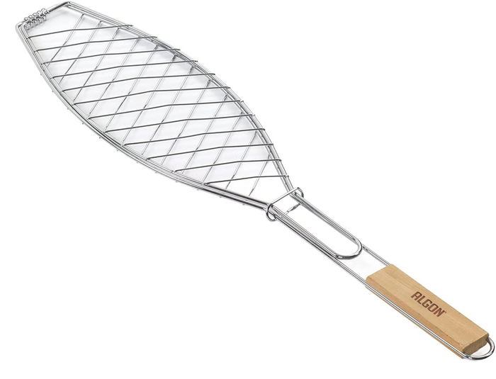 Algon BBQ Parrilla BBQ para Pescado Cr-Wood 67,6 cm Largo x 40 cm Ancho x 15 cm Alto, Ideal para Asados (12 Unidades)