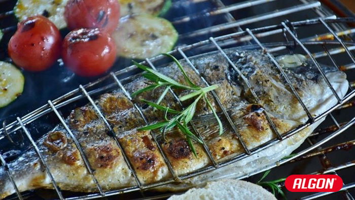 Algon BBQ Parrilla BBQ para Pescado Cr-Wood 67,6 cm Largo x 40 cm Ancho x 15 cm Alto, Ideal para Asados (12 Unidades)