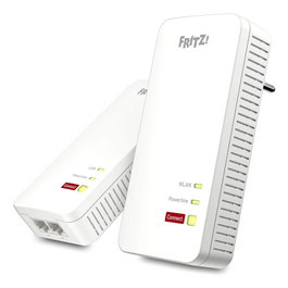 AVM FRITZ! Kit Powerline 1240 AX, adaptadores PLC con Wi-Fi 6 (AX600) y Mesh, 2 puertos Gigabit LAN, estándar HomePlug AV2, kit de 2 unidades (1240 AX + 1210)