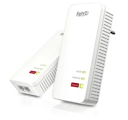 AVM FRITZ! Powerline 1240 AX WLAN Set, PLC Gigabit + Wi-Fi 6 Mesh 1200 Mbps, 2 Puertos LAN Gigabit, Kit de 2 Piezas (1240 AX + 1210), Color Blanco