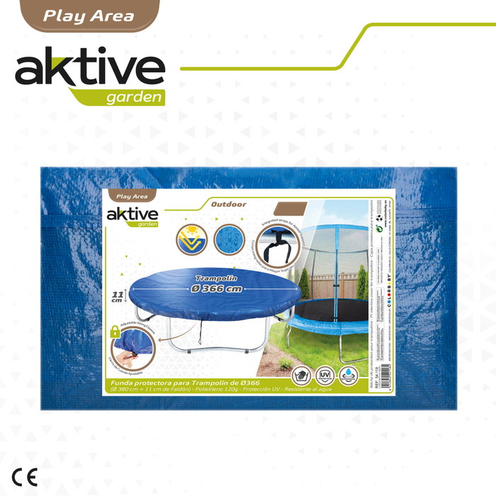 Aktive Funda colchoneta elástica con protección UV y waterproof, azul, 366 cm