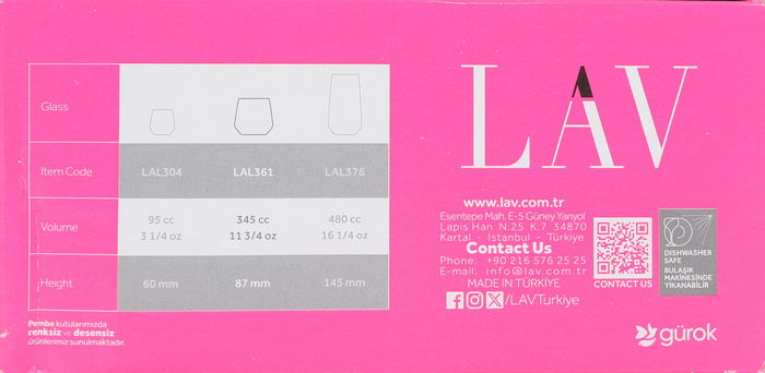 Lav Set 6 Vasos Whisky 345Cc 7x9x9 cm (8 Cajas)