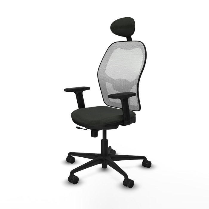 PIQUERAS Y CRESPO Silla de oficina Jorquera con mecanismo Sincro/Traslack, tela negra y malla blanca