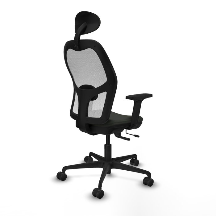 PIQUERAS Y CRESPO Silla de oficina Jorquera con mecanismo Sincro/Traslack, tela negra y malla blanca