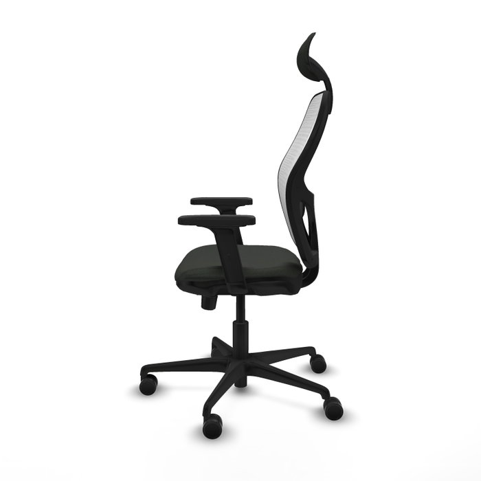 PIQUERAS Y CRESPO Silla de oficina Jorquera con mecanismo Sincro/Traslack, tela negra y malla blanca