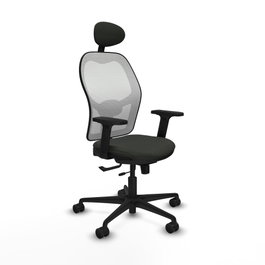 PIQUERAS Y CRESPO Silla de oficina Jorquera con mecanismo Sincro/Traslack, tela negra y malla blanca