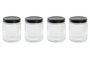 DKD Home Decor Set de 4 Botes de Cristal y Metal 560ml Transparente y Negro