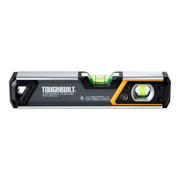 Toughbuilt TB-H2-L-M23-LH-M Nivel Magnético Tubular con Burbuja Iluminada LED 23 cm