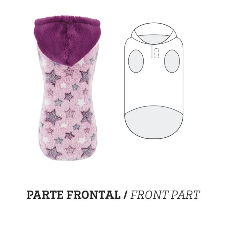 Nayeco Sudadera Con Capucha Univers 25 cm para Perros, Rosa con Estrellitas, Cómoda y Ajustable