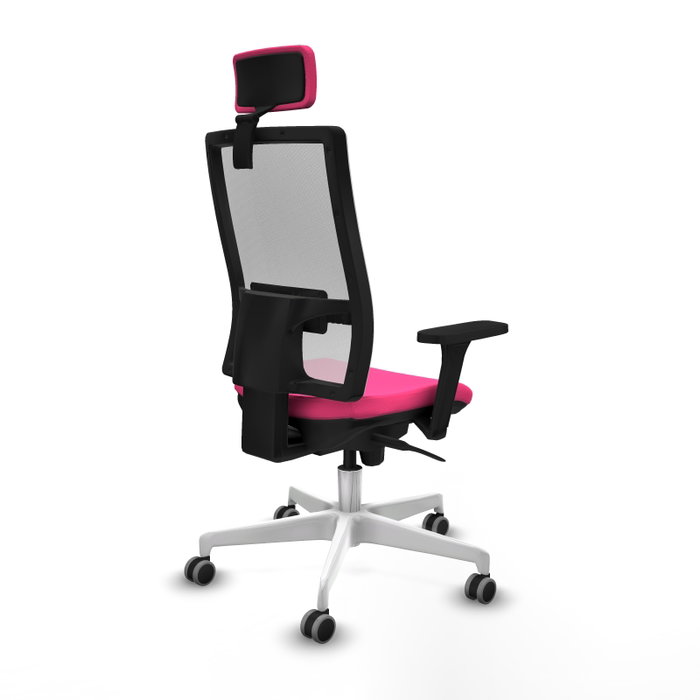PIQUERAS Y CRESPO Silla de oficina Horna Rosa y Blanco con mecanismo Sincro