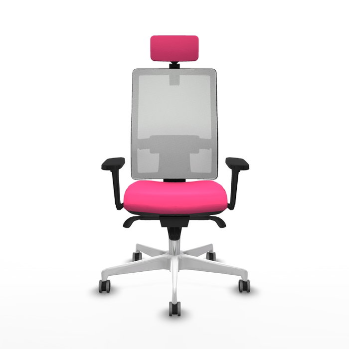 PIQUERAS Y CRESPO Silla de oficina Horna Rosa y Blanco con mecanismo Sincro