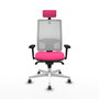 PIQUERAS Y CRESPO Silla de oficina Horna Rosa y Blanco con mecanismo Sincro