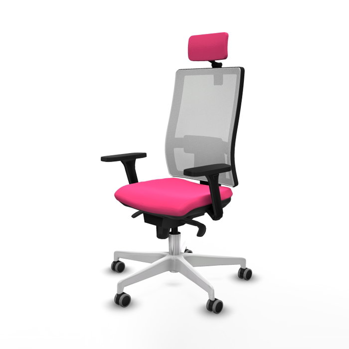 PIQUERAS Y CRESPO Silla de oficina Horna Rosa y Blanco con mecanismo Sincro