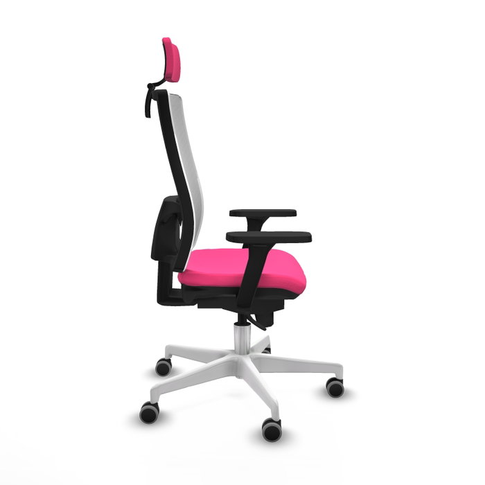 PIQUERAS Y CRESPO Silla de oficina Horna Rosa y Blanco con mecanismo Sincro