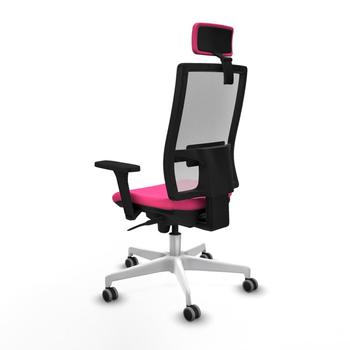 PIQUERAS Y CRESPO Silla de oficina Horna Rosa y Blanco con mecanismo Sincro