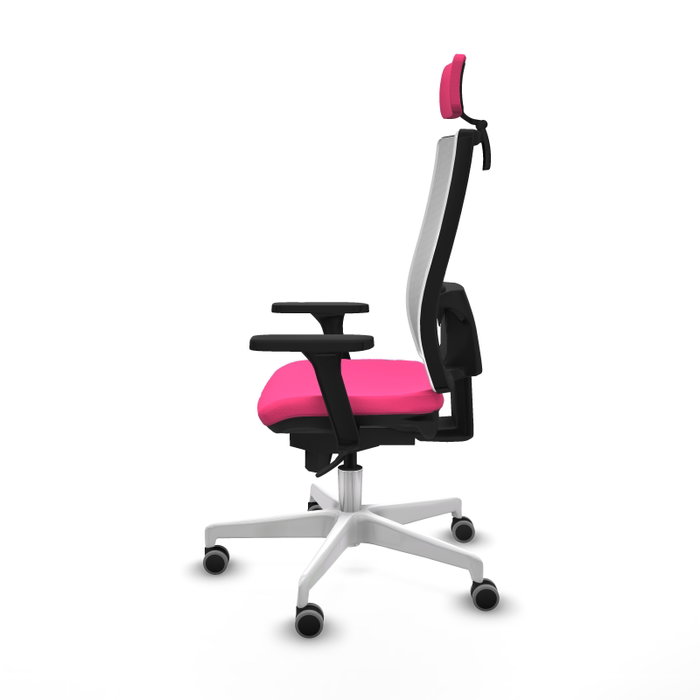 PIQUERAS Y CRESPO Silla de oficina Horna Rosa y Blanco con mecanismo Sincro