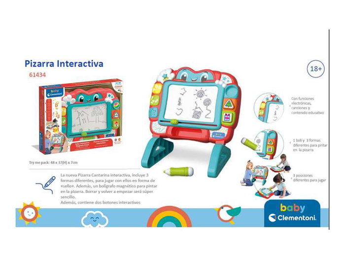 Clementoni Pizarra Interactiva con Luces, Sonidos y Contenido Educativo, 48x37x7 cm