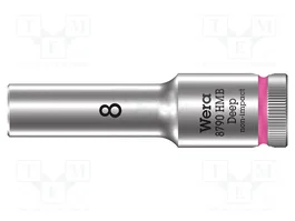 WERA Vaso de 6 ángulos HEX 8 mm, 3/8 pulgada, 64 mm