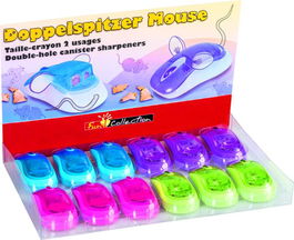 Afilalapiz Brunnen Fun 2 Usos Mouse Con Deposito Surtido Expositor De 12 (4 Col.)
