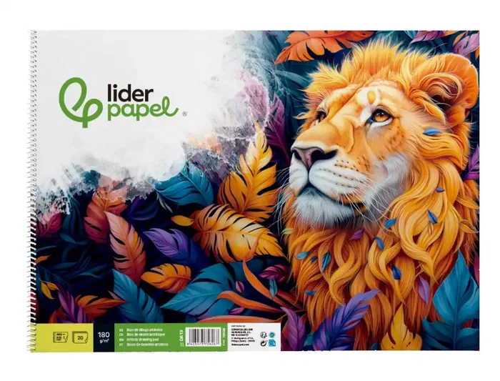 Liderpapel Bloc Dibujo Artístico Espiral 460x325mm 20 Hojas 180gr/m2 Sin Recuadro Perforado