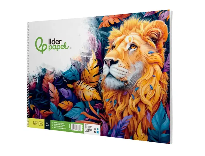 Liderpapel Bloc Dibujo Artístico Espiral 460x325mm 20 Hojas 180gr/m2 Sin Recuadro Perforado