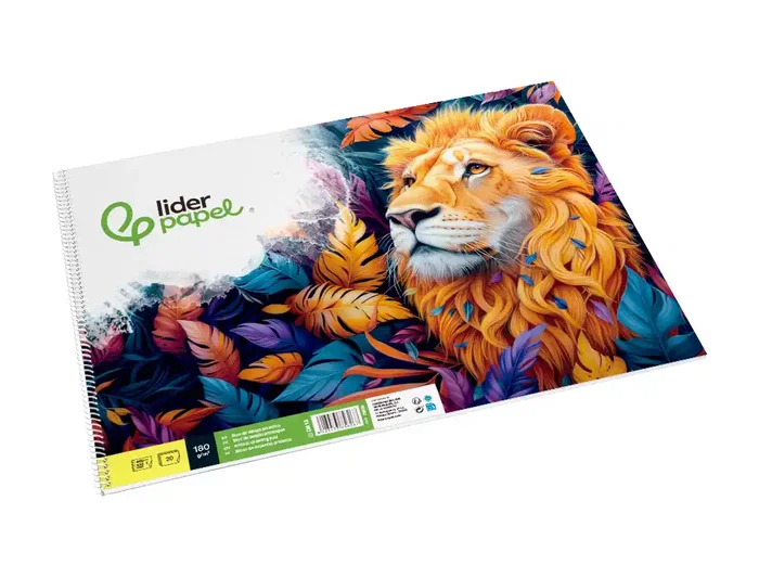 Liderpapel Bloc Dibujo Artístico Espiral 460x325mm 20 Hojas 180gr/m2 Sin Recuadro Perforado