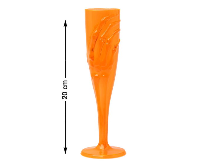 Copa Decorativa Naranja Con Mano Esquelética 20 cm Para Halloween Copa Decorativa Naranja Con Mano Esquelética 20 cm Para Halloween