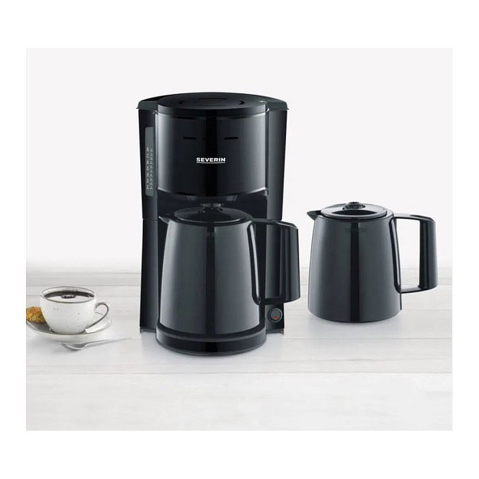 Severin KA 9307 Cafetera de filtro con 2 jarras térmicas, Negro