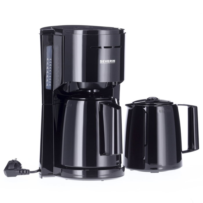 Severin KA 9307 Cafetera de filtro con 2 jarras térmicas, Negro