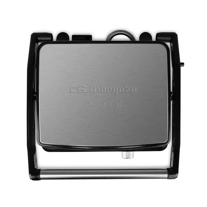 Orbegozo GR 4570 Parrilla Eléctrica de Contacto 2200W, Grill con 2 Zonas, Placas Antiadherentes de 29x23.5 cm, 180º Abatibles, Termostato Regulable y Bandeja Recoge-grasas