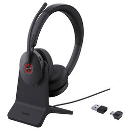 Yealink BH74 Auriculares Bluetooth Inalámbricos con Base USB-C/A para Oficina y Centro de Llamadas, Cancelación de Ruido Activa, Negro, Teams