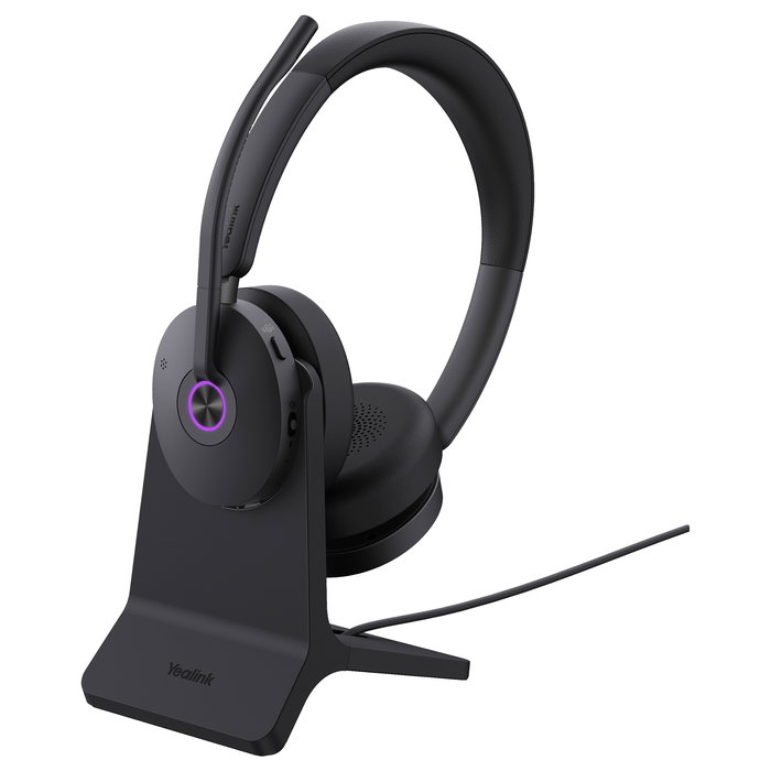Yealink BH74 Auriculares Bluetooth Inalámbricos con Base USB-C/A para Oficina y Centro de Llamadas, Cancelación de Ruido Activa, Negro, Teams