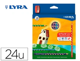 Lyra Groove Slim Lápices de Colores Triangulares de 24 Colores con Sacapuntas
