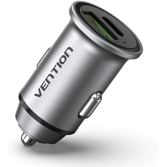 Vention Cargador de Coche FFBH0 20W con USB-C y USB-A Gris Vention Cargador de Coche FFBH0 20W con USB-C y USB-A Gris