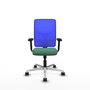 PIQUERAS Y CRESPO Silla de oficina Motilla con mecanismo Sincro, Verde esmeralda y Azul