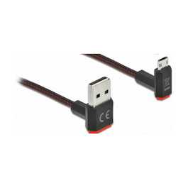 DeLOCK Cable EASY-USB 2.0 Tipo-A a Micro-USB B con conectores angulares, 0,5 m, Negro