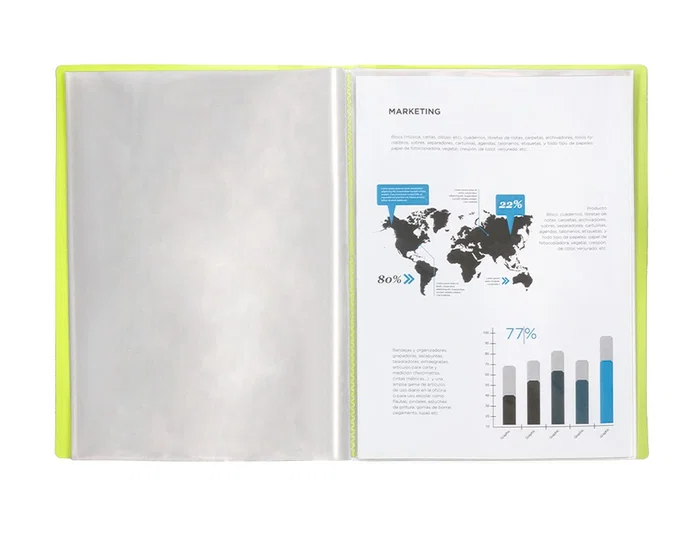 Liderpapel Carpeta Escaparate 10 Fundas Polipropileno DIN A4 Amarillo Fluor Opaco