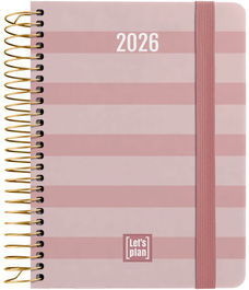 Agenda Anual (2026) Grafoplas Design Espiral Tapa Extra Con Goma A6 170X145 D/P Stripes