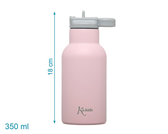 KioKids Botella Térmica Rosa de Acero Inoxidable 350 ml para Bebé, Libre de BPA, Mantiene Frío 9h/Calor 6h