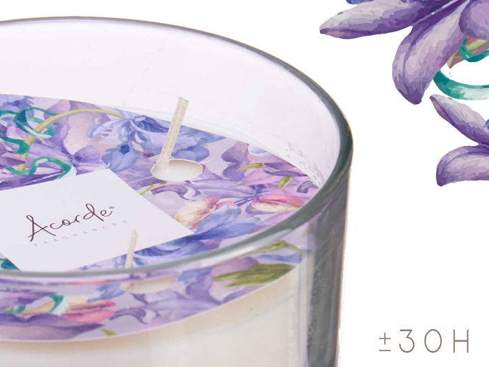 Acorde Vela Vaso con Tapa Dorada Violeta y Ámbar 12.5 x 8.6 x 12.5 cm (Set de 6)