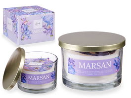 Acorde Vela Vaso con Tapa Dorada Violeta y Ámbar 12.5 x 8.6 x 12.5 cm (Set de 6)