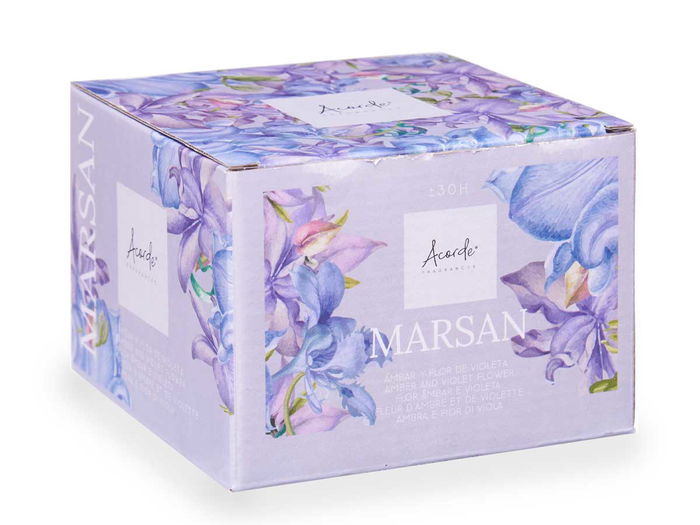 Acorde Vela Vaso con Tapa Dorada Violeta y Ámbar 12.5 x 8.6 x 12.5 cm (Set de 6)