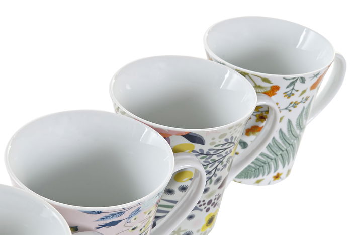DKD Home Decor Mug Shabby Porcelana Multicolor 9 x 10 x 12 cm 360ml 12 Unidades Apto Microondas y Lavavajillas