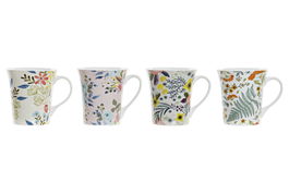 DKD Home Decor Mug Shabby Porcelana Multicolor 9 x 10 x 12 cm 360ml 12 Unidades Apto Microondas y Lavavajillas
