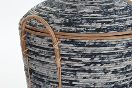 DKD Home Decor Cesta Boho Negro Blanco Ratán Set de 3 51 x 62 x 56 cm