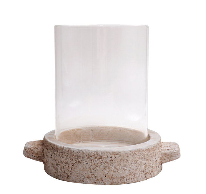 DKD Home Decor Portavelas Cemento y Cristal Crema DKD Home Decor Portavelas Cemento y Cristal Crema