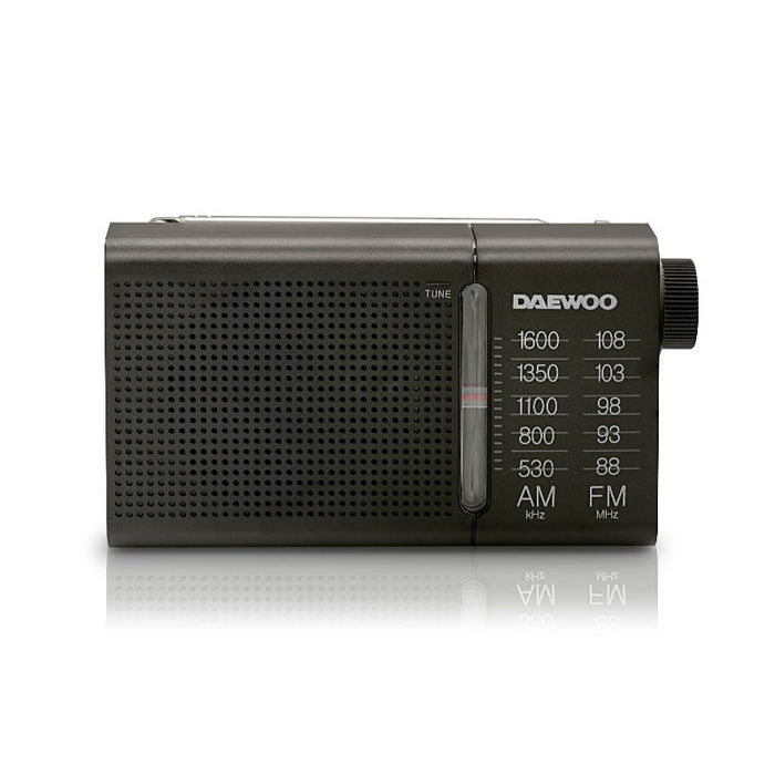 DAEWOO RADIO PORTATIL AM/FM NEGRO CON ALTAVOZ INTEGRADO - INCLUYE AURICULARES